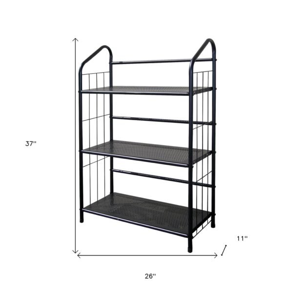 hms 37" black metal three tier bookcase industrial contemporary living room bedroom hotel furniture iron material
