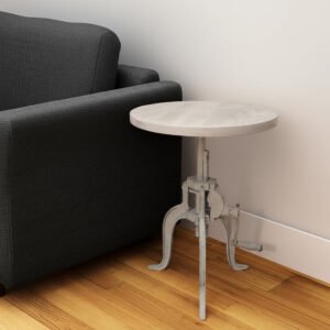 19 inch hms round end table white solid wood and iron height adjustable coffee tables