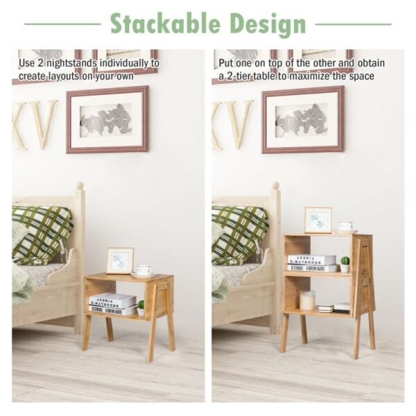 2 piece bamboo nightstand with storage shelf elegant sofa table