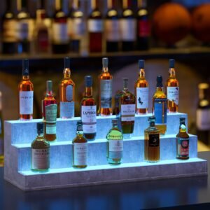 37 inch led lighted wood panel style bar display shelves for home furniture liquor bottle display with remote control grey color