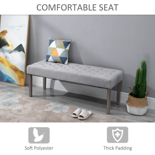 homcom simpletufted grey ottoman accent bench comfortable cushion & fashionable modern design for bedroom furniture