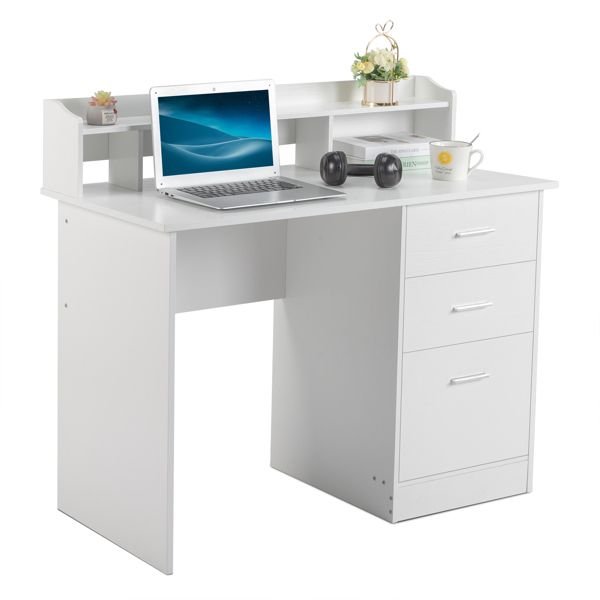 fch 110*50*95cm white wood grain particleboard computer desk with three drawers triamine desktop storage layer three drawers