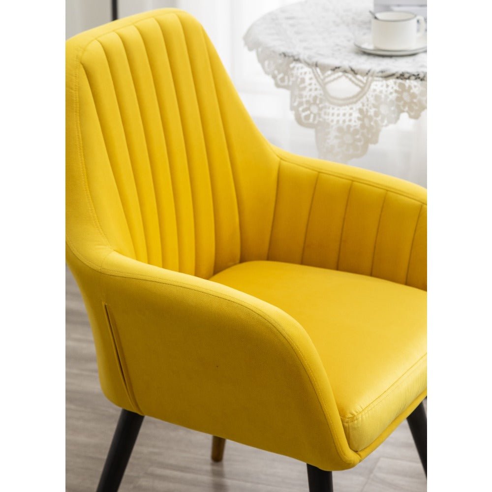 tuchico contemporary velvet upholstered accent chair, yellow