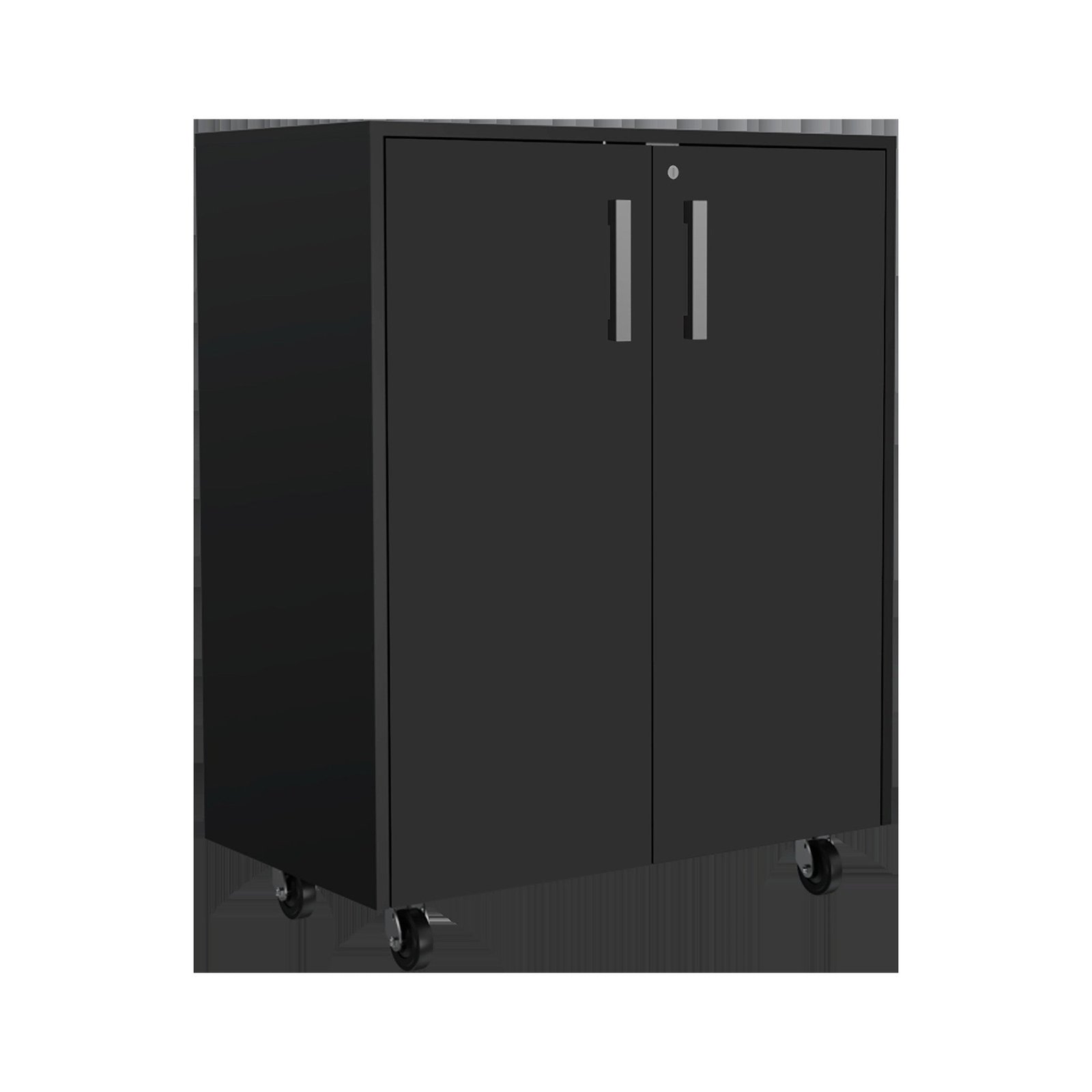 hms 28" black wall mounted accent kitchen cabinet with six shelves and three drawers