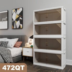 wide transparent plastic storage cabinets for closet organizers and storage, folding storage box, stackable storage bins