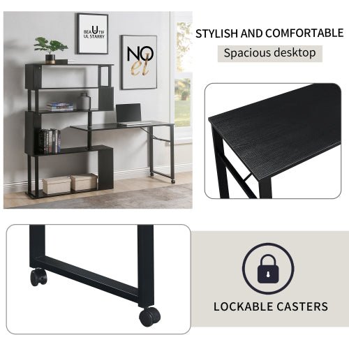 fcj home office l shaped corner computer desk portable and adjustable laptop table for bedroom or hotel with cooling feature