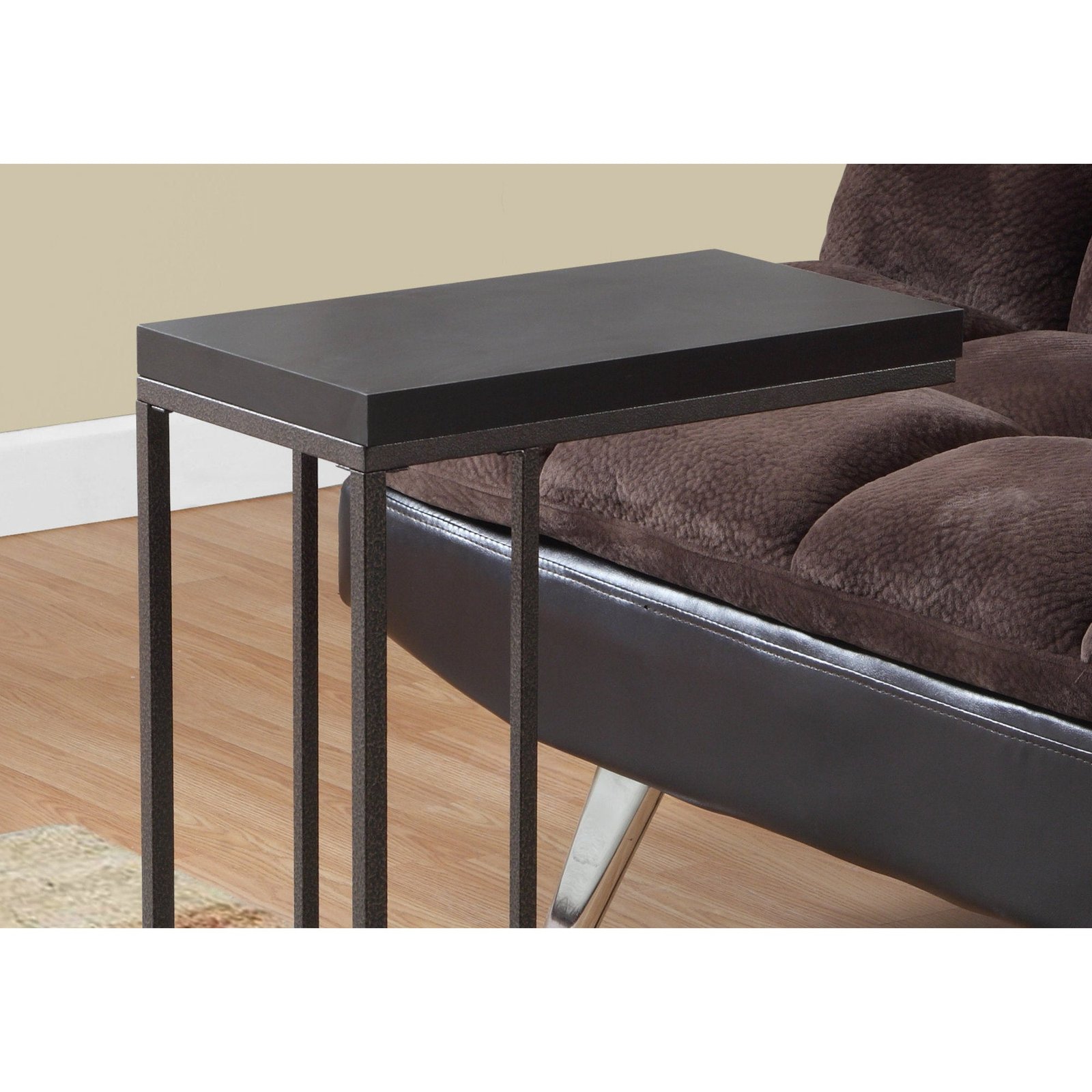 homeroots 18.25" x 10.25" x 25.25" cappuccino particle board metal accent table