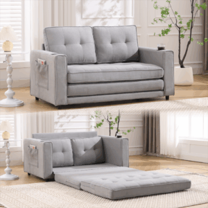 3 in 1 convertible fcj futon sofa bed tufted loveseat with pull out sleeper couch extendable for hotel use