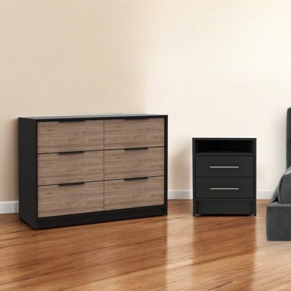 hms luxury two piece king size bedroom set black and gray solid wood farmhouse bed with storage for home furniture