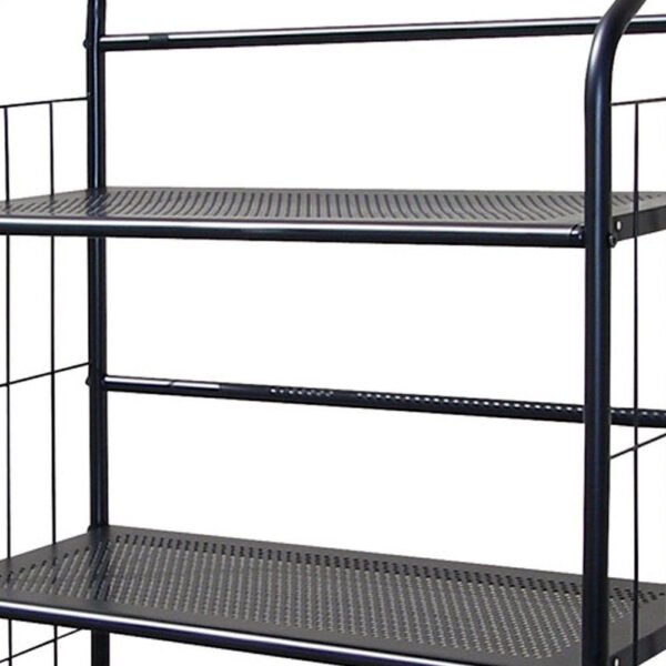 hms 37" black metal three tier bookcase industrial contemporary living room bedroom hotel furniture iron material