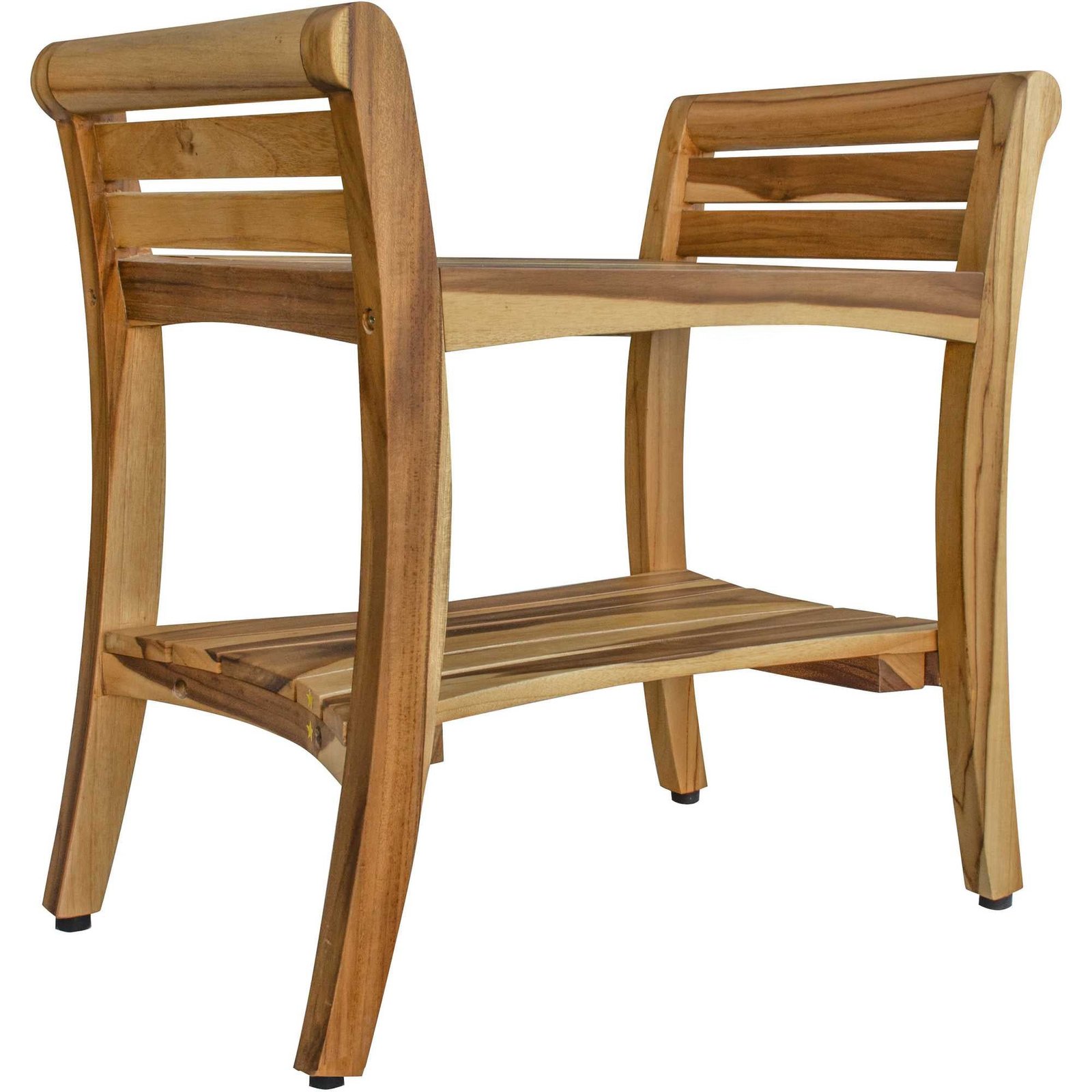 24" natural solid teak wood shower bench with handles versatile usage in bathroom bedroom living room kitchen or school