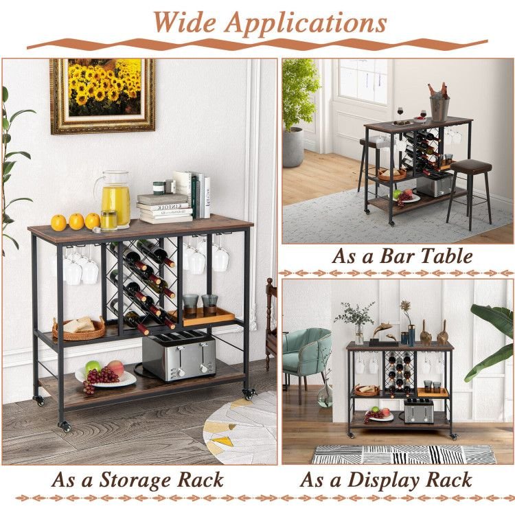 8 bottle rack and 12 glasses hanger 3 tier wine bar cabinet
