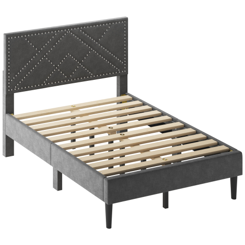 queen bed frame with linen storage headboard strong stable no noise under bed storage no box spring 485lbs fcj capacity mattress