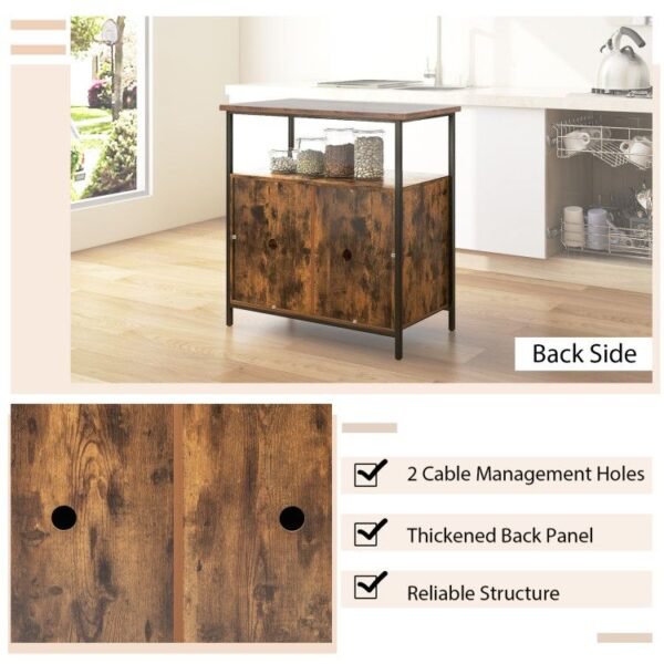 2 door living room buffet cabinet with shelves and cable management holes