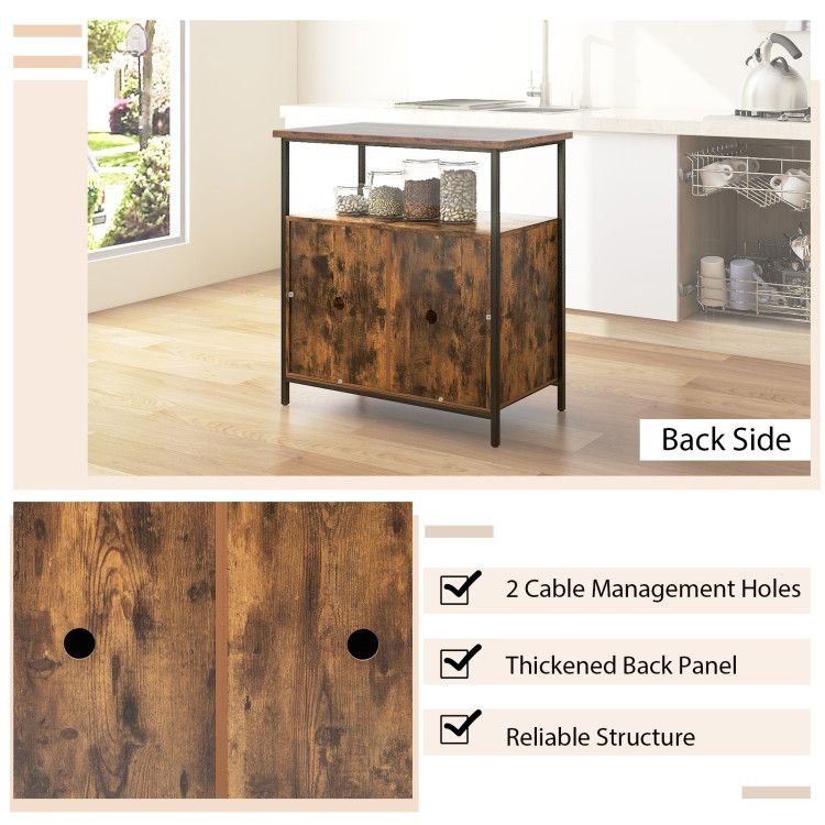 2 door living room buffet cabinet with shelves and cable management holes