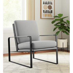 hms 35 light gray and black velvet metal lounge chair elegant chaise for relaxation