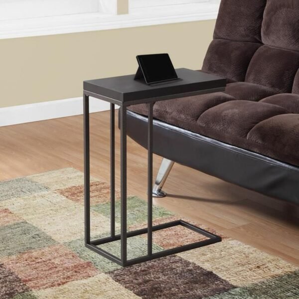 homeroots 18.25" x 10.25" x 25.25" cappuccino particle board metal accent table