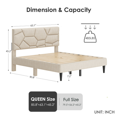 queen bed frame with linen storage headboard strong and stable no noise no box spring easy assembly fcj mattresses