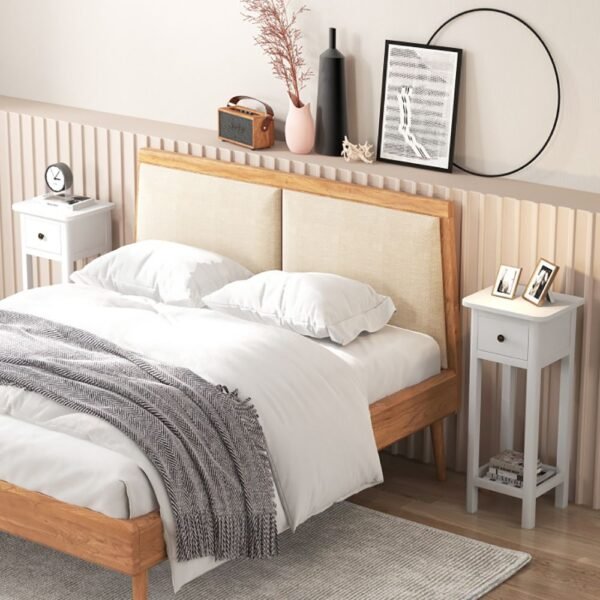 2 tier slim nightstand bedside table with drawer shelf elegant nightstands with practical storage solution