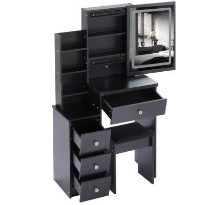 29.2 small size left bedside cabinet makeup vanity table cushioned stool large sliding touch control tri color switching high