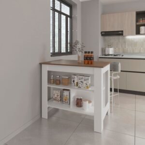ada kitchen mahogany/white kitchen island & cart