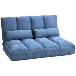 convertible floor sofa chair, folding couch bed, guest chaise lounge with 2 pillows, adjustable backrest and headrest, 40.25" l