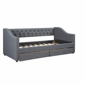 fcj luxury gray daybed with two drawers queen and king sizes twin size upholstered soft bed with wood slat support