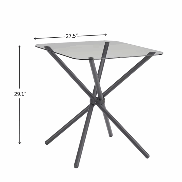 fcj luxury dining set 2 piece square glass tempered table 4 legs 2 metal chairs black brown for home office kitchen dining room