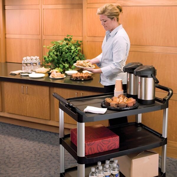 3 tier black kitchen cart portable 830x420x950mm multifunctional food trolley with wheels big utility service