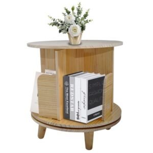 1 layer 360 rotation pine wood bookcase display rack and bookshelf