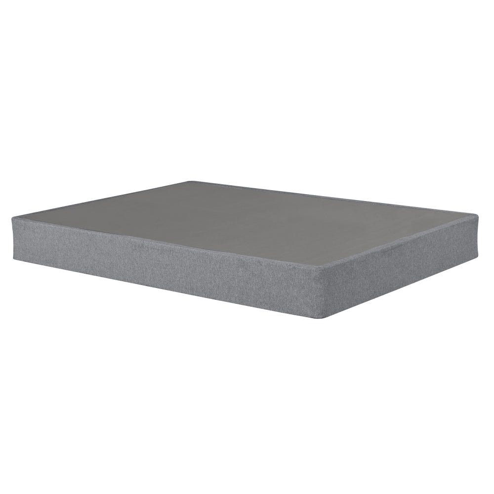 9 in. foldable metal bed base, king size mattress bed box spring foundation, grey