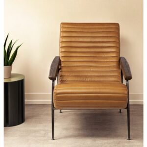 hms 37" tan and black faux leather tufted lounge chair stylish chaise for comfort and style