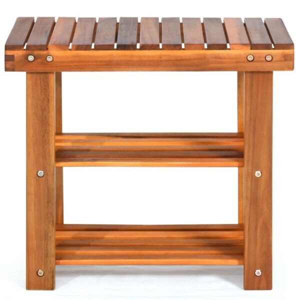 19 inch 3 tier wood shoe rack bench boots organizer