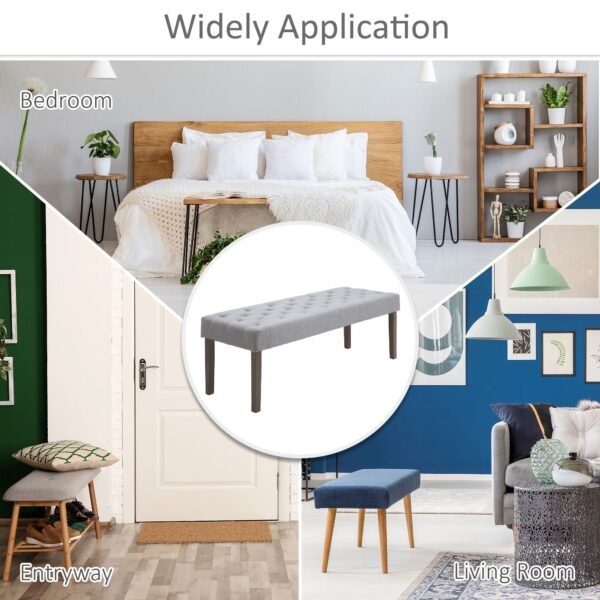 homcom simpletufted grey ottoman accent bench comfortable cushion & fashionable modern design for bedroom furniture