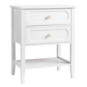 2 drawer wood nightstand end side table for bedroom & living room