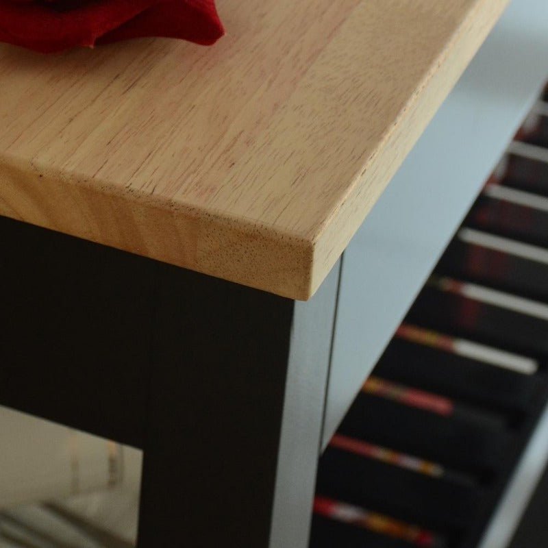 kitchen island cart, rolling trolley cart utility cabinet, with rubber wood top, easy clean with towel rack, one drawer