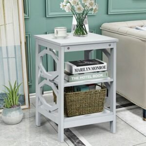 2 piece 3 tier living room furniture nightstand & sofa side accent table with storage display shelf