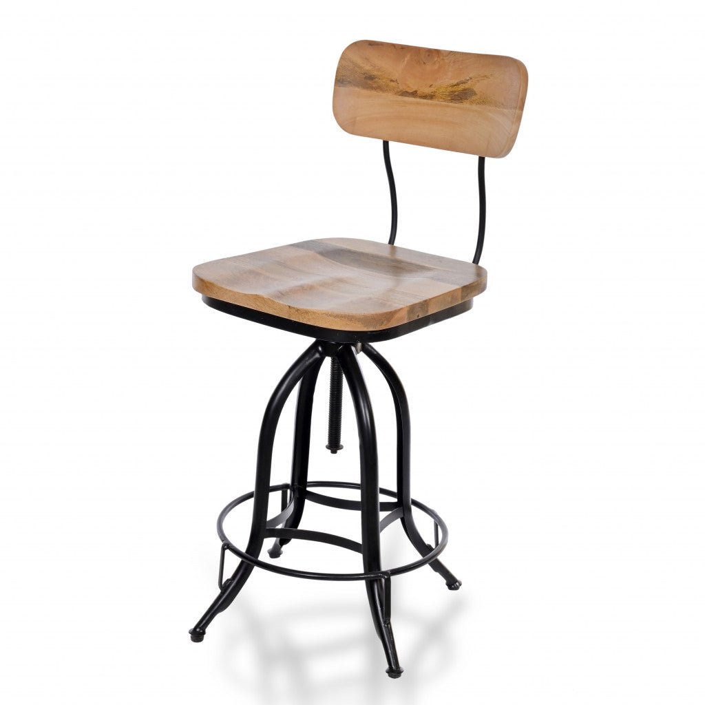 hms counter height swivel bar chair in brown and black solid wood and steel for living room