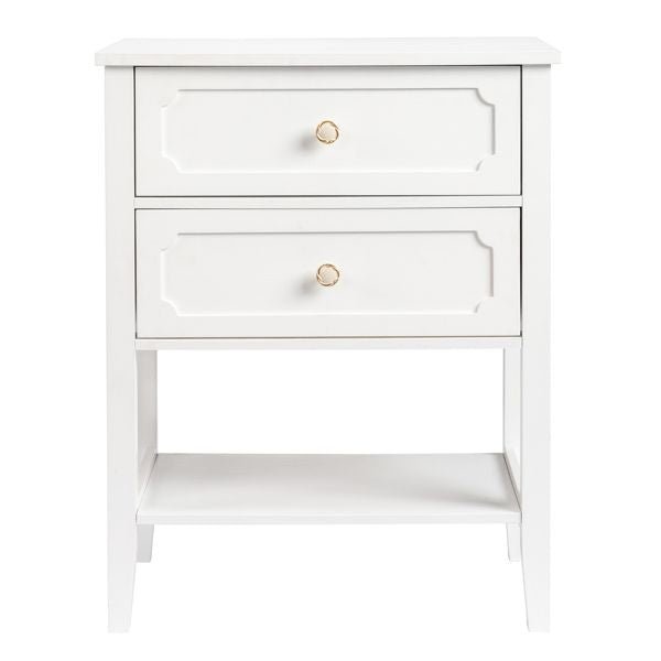 2 drawer wood nightstand end side table for bedroom & living room