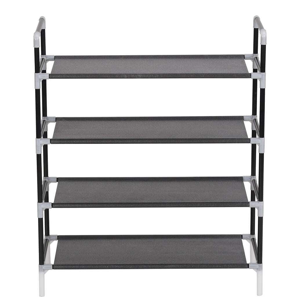w2b vidaxl modern black metal shoe rack easy to assemble convertible rectangular design durable iron mdf for home furniture