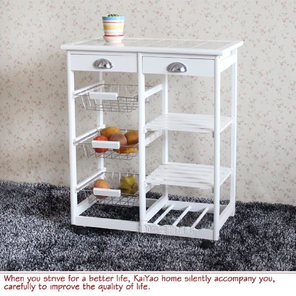 2 drawer 3 basket 3 shelf white kitchen & dining room cart rolling storage rack with wheels replacement code 85659263