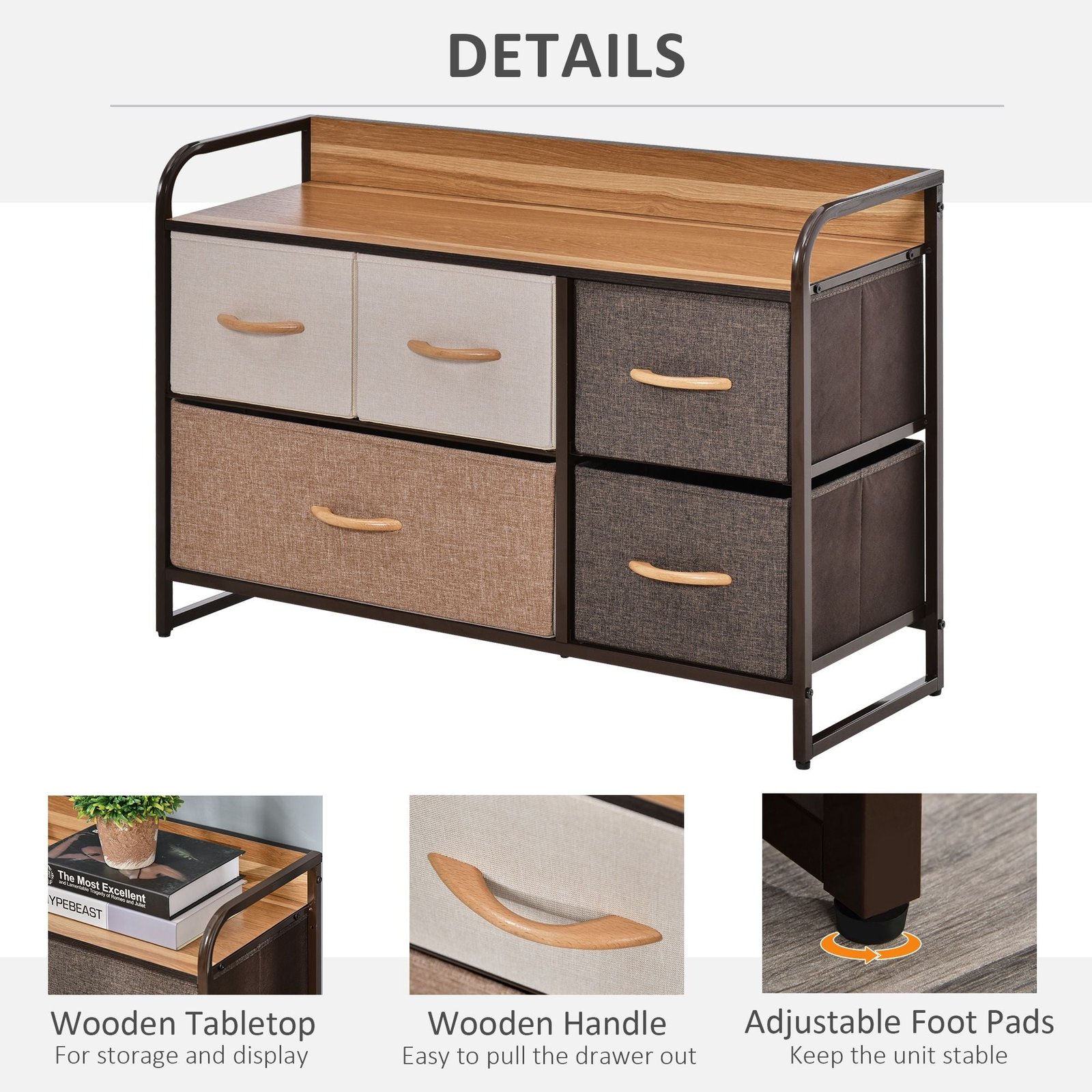 5 bin dresser storage tower cabinet organizer multicoloured metal frame chest drawers for bedroom