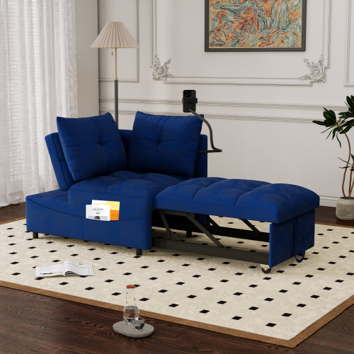 1 versatile modern velvet sofa bed foldable and adjustable back with usb port swivel phone stand 3 length options fcj