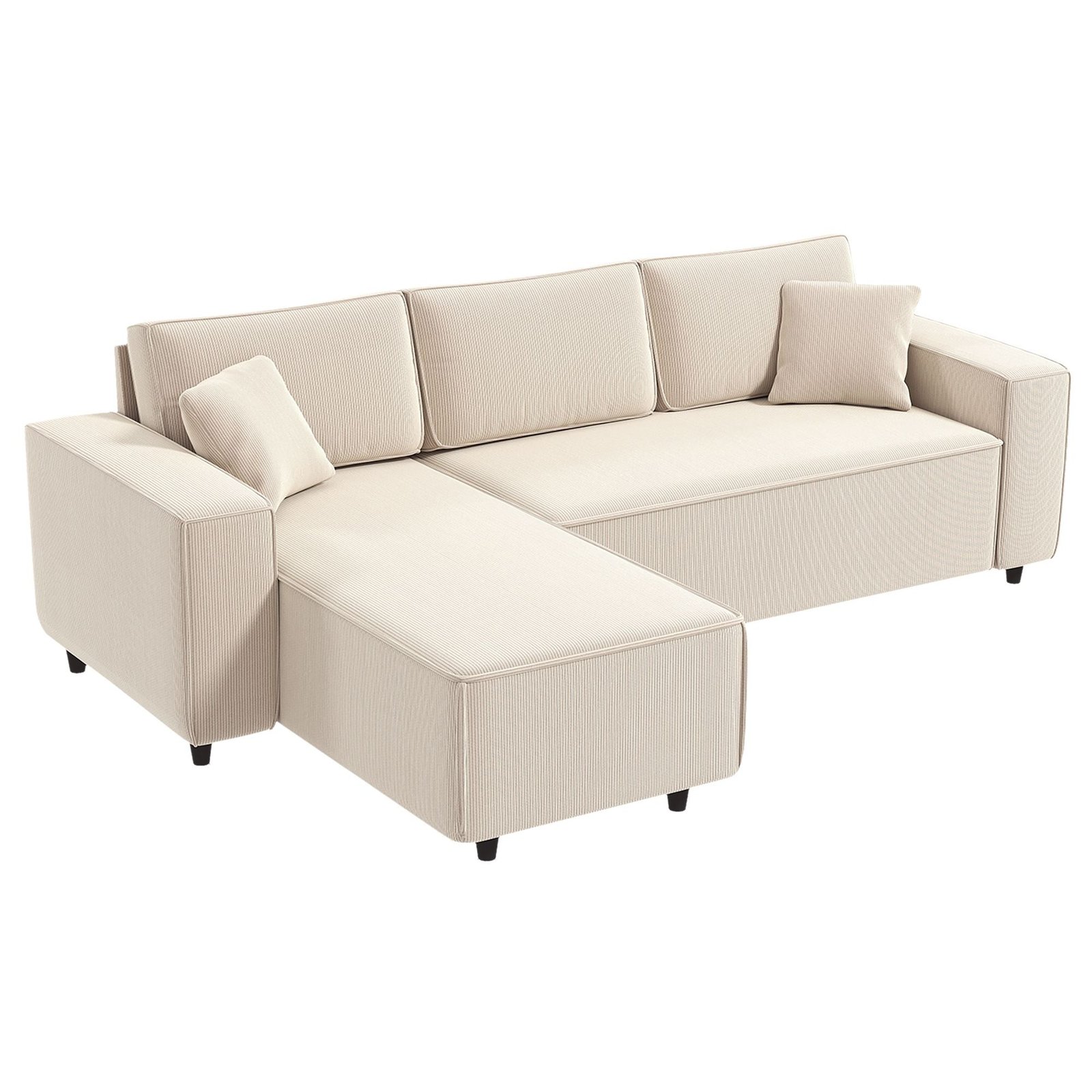 cream white corduroy l shaped sectional sofa with reversible chaise lounge corner corner sofa with pocket spring