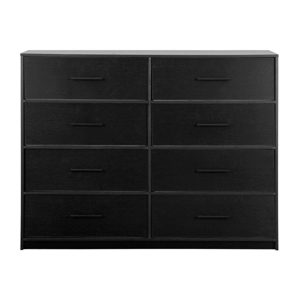 8 drawer dresser with large fabric drawers, black