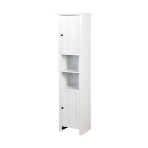 15.75 x 11.81 x 66.93 inch living room wooden cabinet with 6 shelves and 2 doors for bathroom floor storage