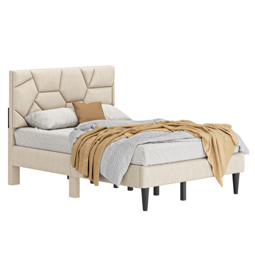 queen bed frame with linen storage headboard strong and stable no noise no box spring easy assembly fcj mattresses