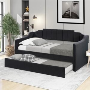 black upholstered twin daybed with trundle comfortable up holstered bed