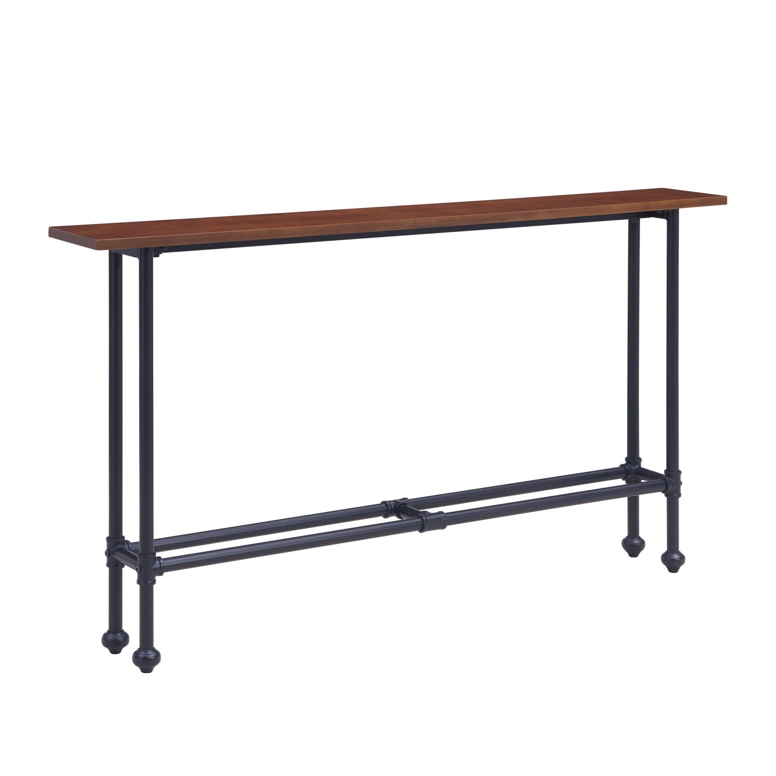 hms 56 espresso and black console table modern solid wood and metal for living room home furniture