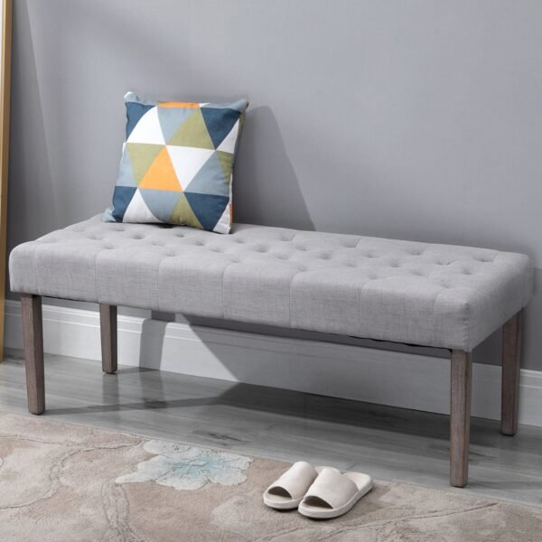 homcom simpletufted grey ottoman accent bench comfortable cushion & fashionable modern design for bedroom furniture